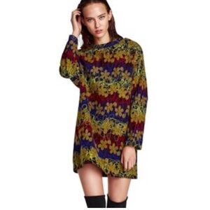 Zara Embroidered Multi colored sweater dress